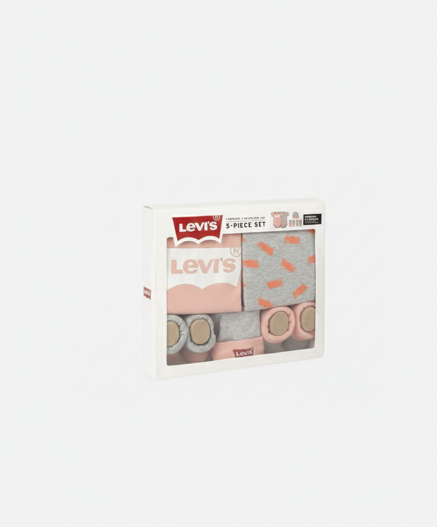Set Cadou Levi's 5 Piese – Body-uri și Accesorii Roz/Gri