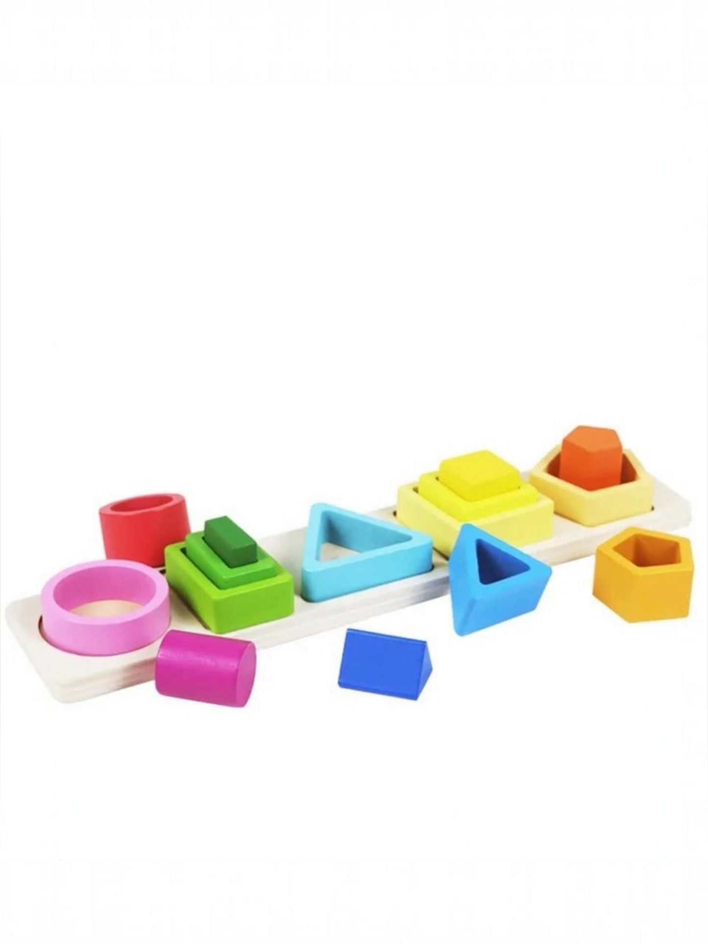 Jucarie Montessori din Lemn, Flippy, Tip Puzzle, cu 5 Forme Asimetrice, 15 Piese