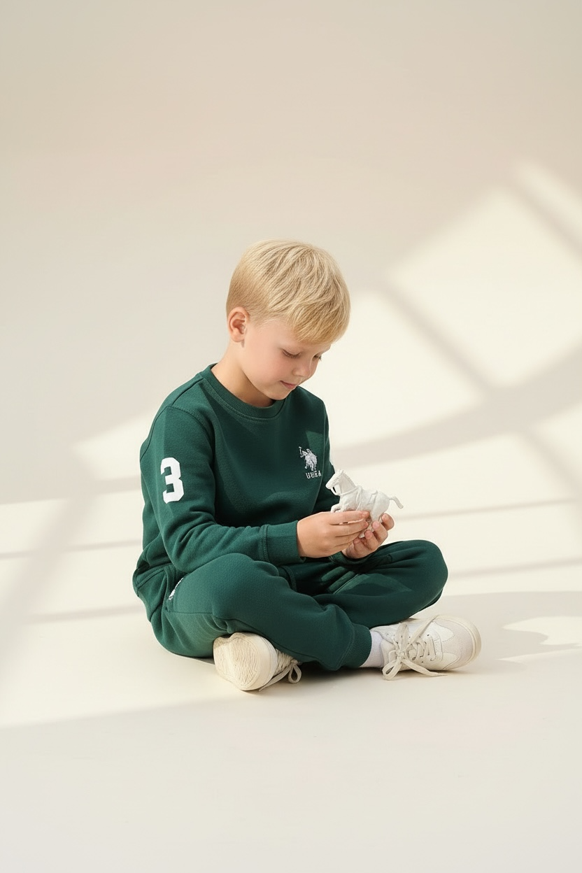 Set Trening Băieți U.S. Polo Assn. – Verde