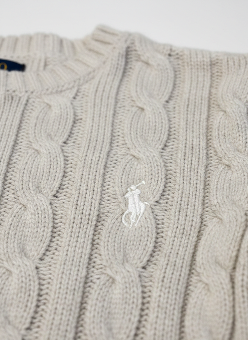 Pulover Copii Polo Ralph Lauren – Gri, Model Cable Knit