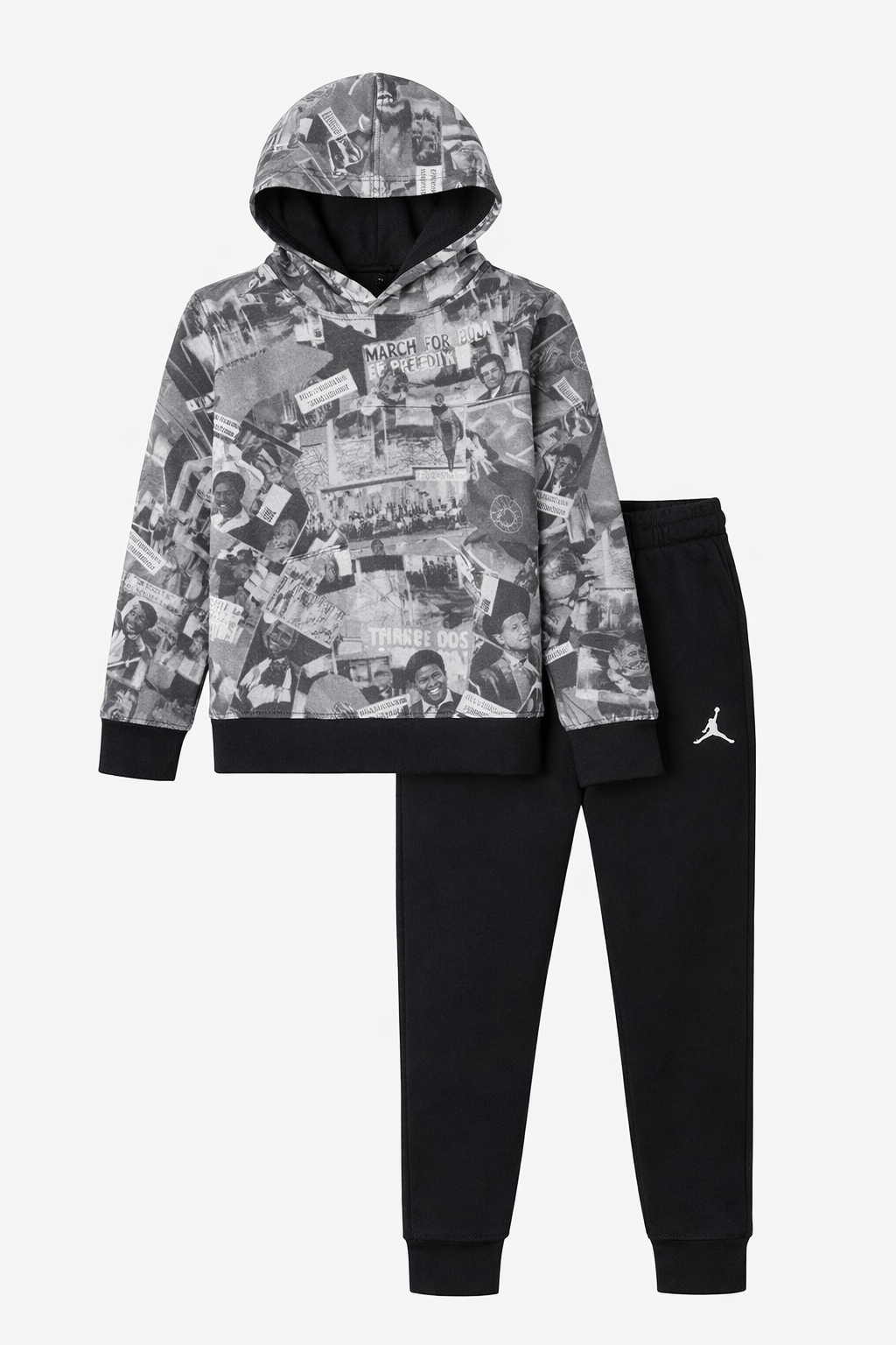 Set Trening Băieți Jordan – Negru cu Hanorac Print Grafic