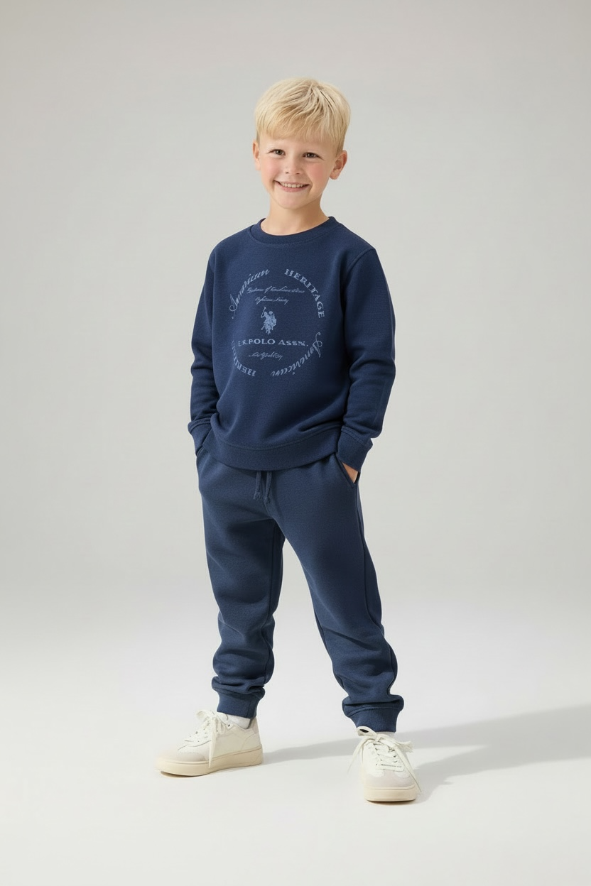 Bluză Trening Băieți U.S. Polo Assn. – Bleumarin cu Logo Frontal