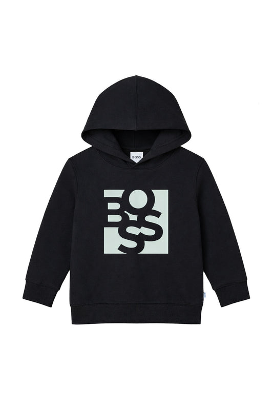 Hanorac Negru BOSS baieti – Logo Grafic Modern