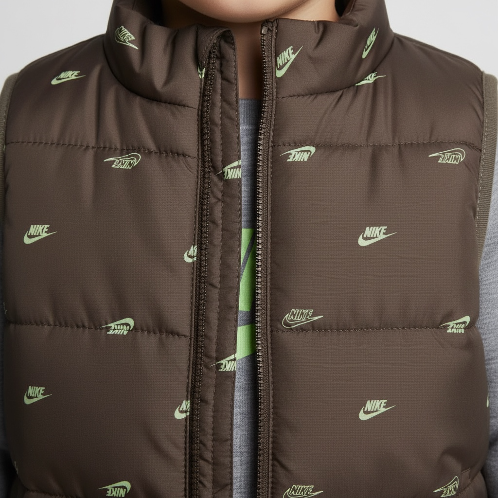 Set Nike 3 Piese Copii – Vestă Matlasată și Trening Oliv