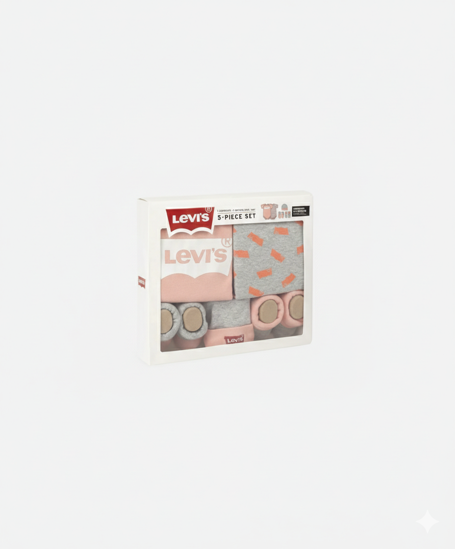 Set Cadou Levi's 5 Piese – Body-uri și Accesorii Roz/Gri