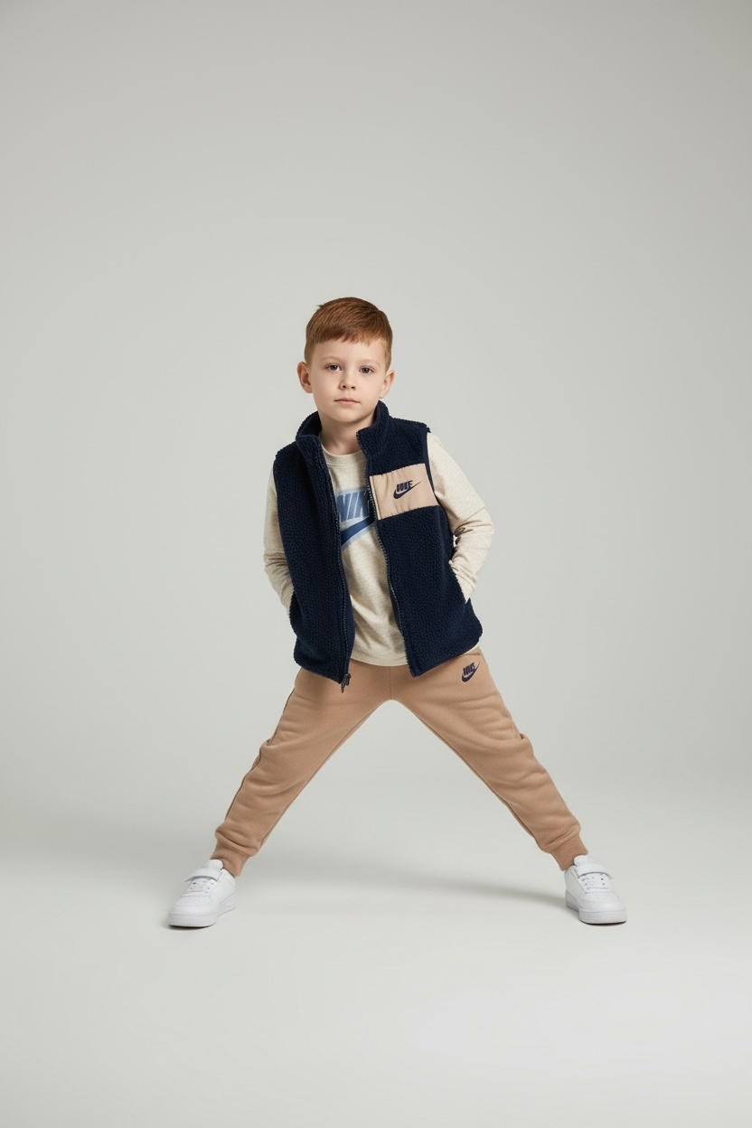 Set Nike Copii 3 Piese – Vestă Fleece, Bluză și Pantaloni Trening