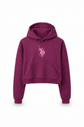 Hanorac Fete U.S. Polo Assn. Bordo – Design Modern cu Glugă și Logo Roz Brodat
