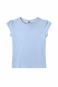 Tricou Fete U.S. Polo Assn. Bleu – Bumbac Moale cu Logo Brodat și Mâneci Bufante