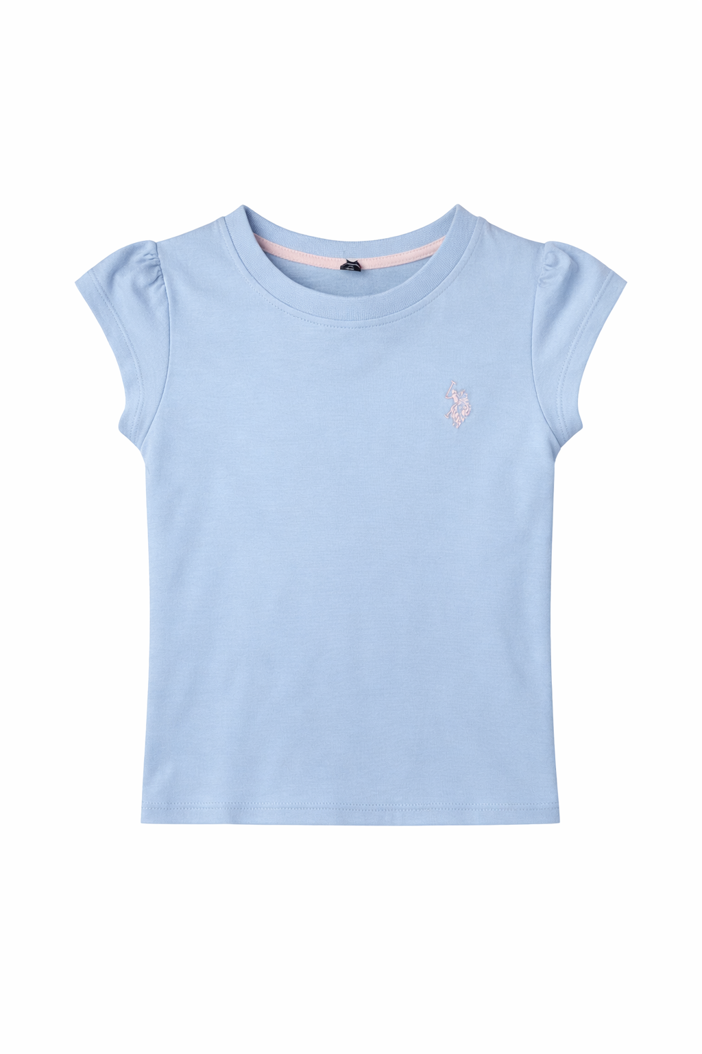 Tricou Fete U.S. Polo Assn. Bleu – Bumbac Moale cu Logo Brodat și Mâneci Bufante