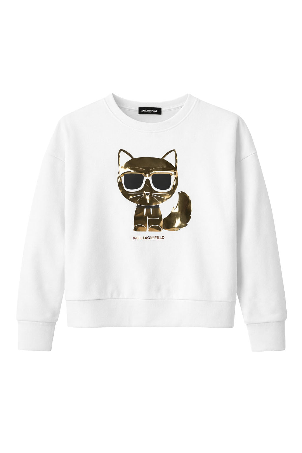 Bluză Fete Karl Lagerfeld Albă – Premium cu Logo Auriu