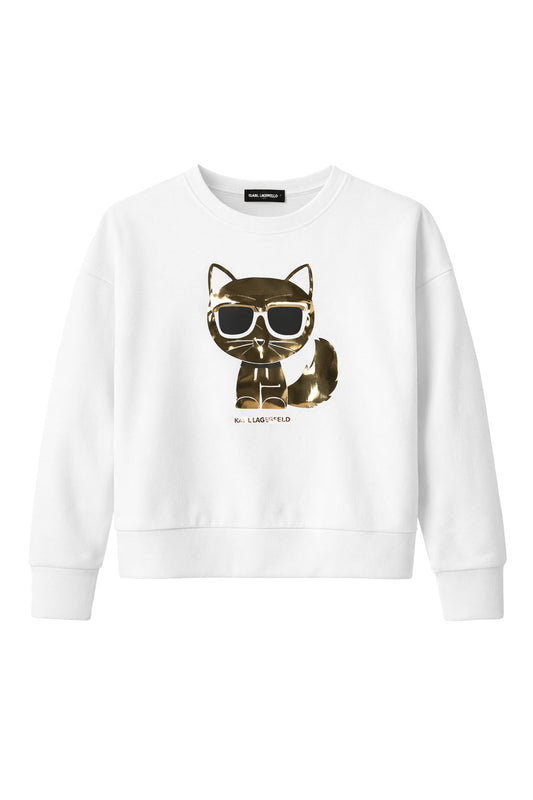 Bluză Fete Karl Lagerfeld Albă – Premium cu Logo Auriu
