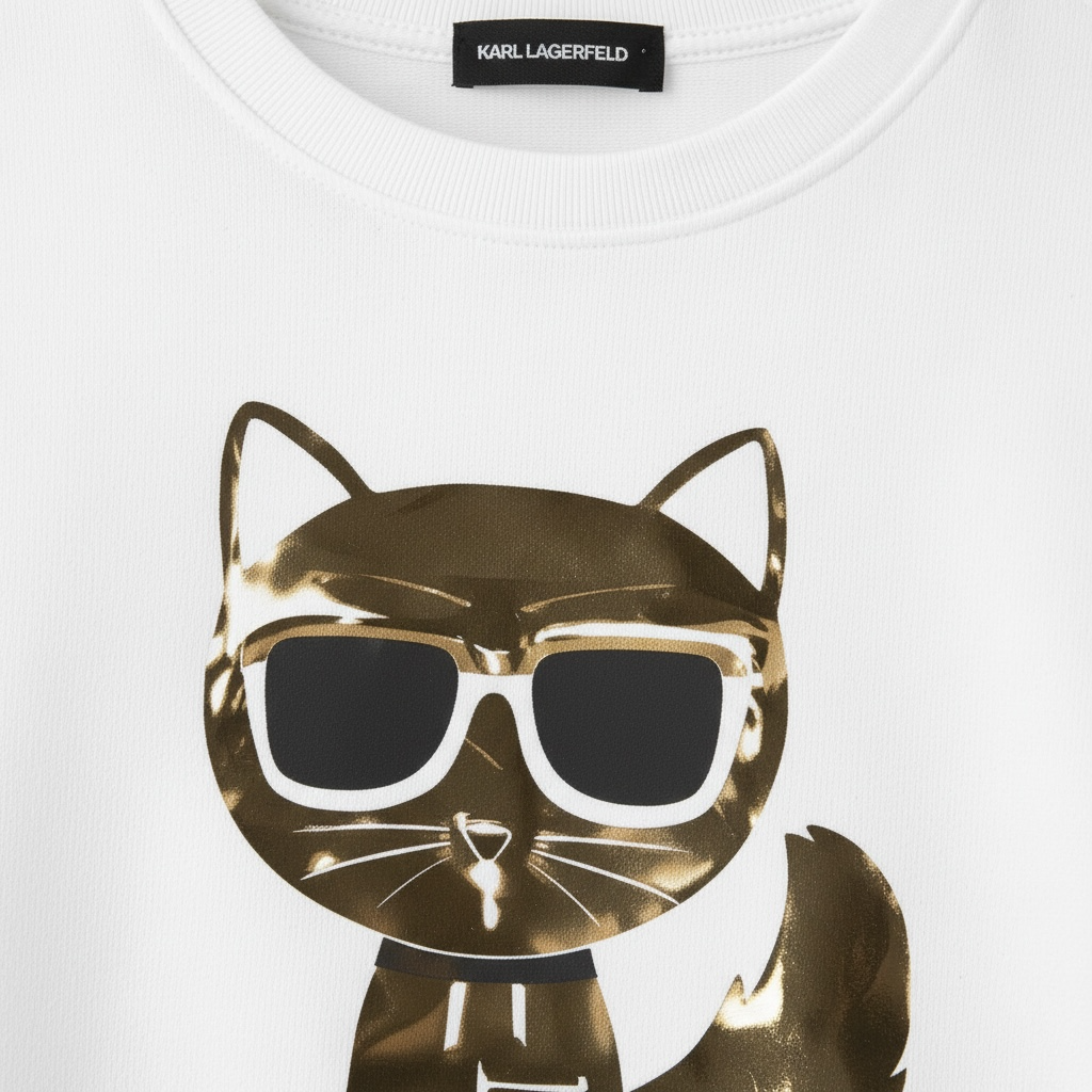 Bluză Fete Karl Lagerfeld Albă – Premium cu Logo Auriu