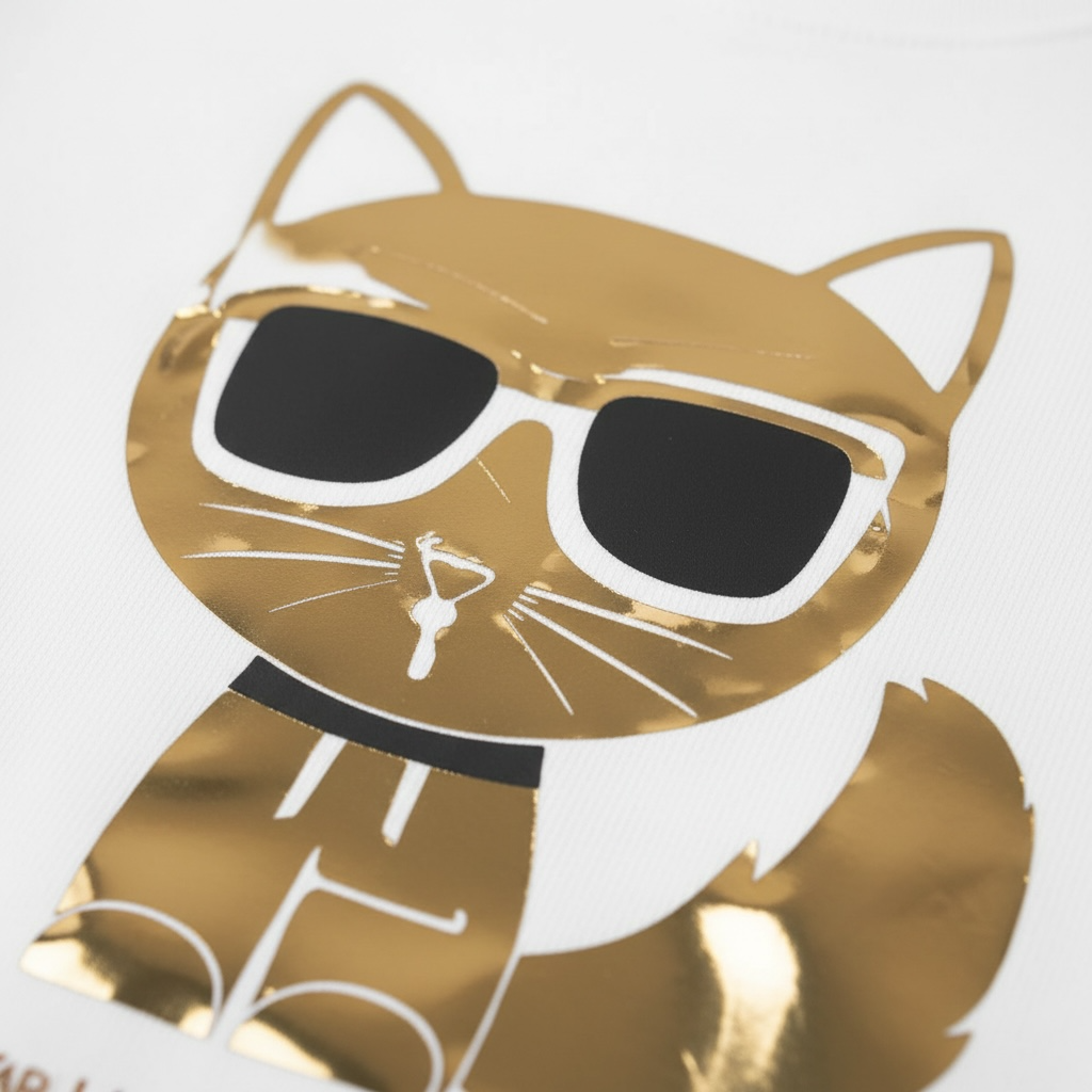 Bluză Fete Karl Lagerfeld Albă – Premium cu Logo Auriu