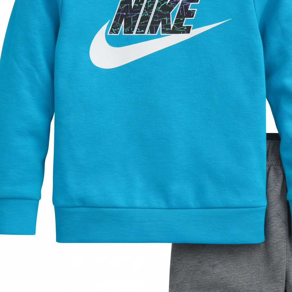 Set Trening Copii Nike – Bluză Albastră și Pantaloni Gri, Design Sport Modern