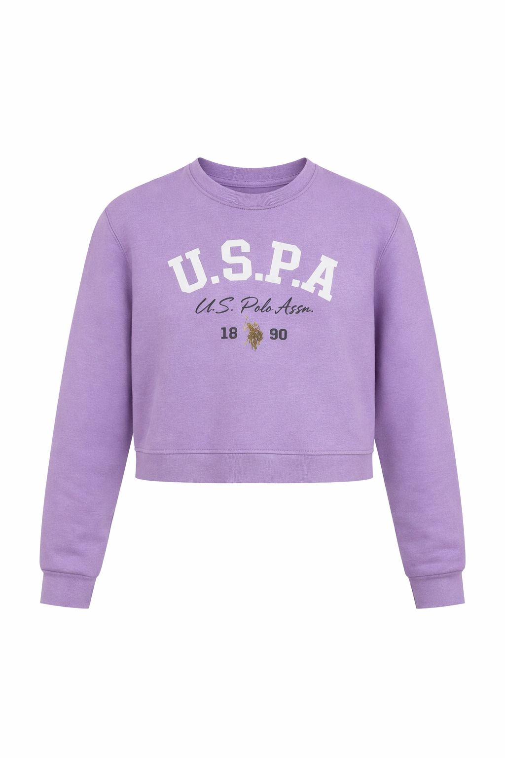 Bluză Crop Fete U.S. Polo Assn. – Mov Lavandă, Logo Iconic 1890