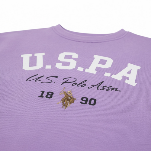 Bluză Crop Fete U.S. Polo Assn. – Mov Lavandă, Logo Iconic 1890