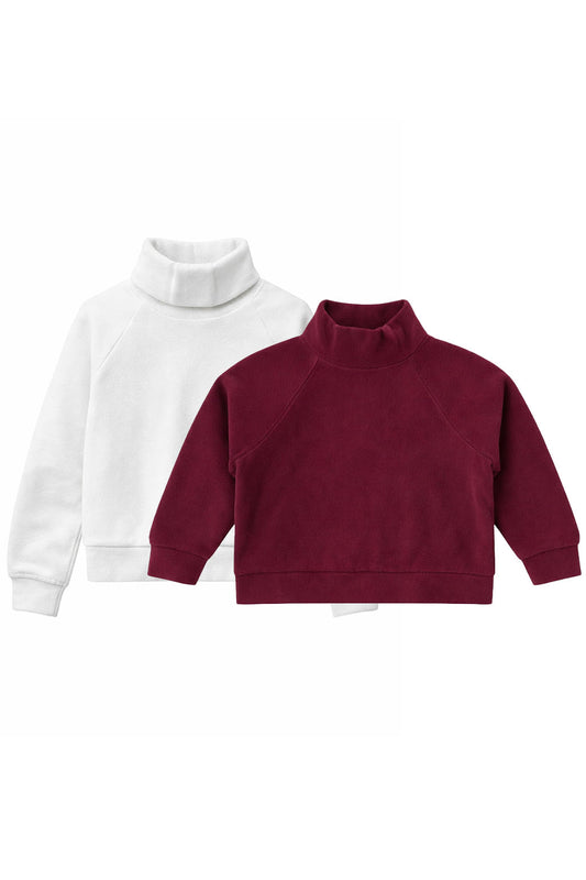 Set 2 Bluze Fleece Gap – Guler Înalt, Vișiniu și Alb