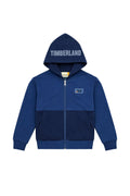 Hanorac Băieți Timberland – Albastru Dual-Tone, Fermoar și Glugă, Logo Printat