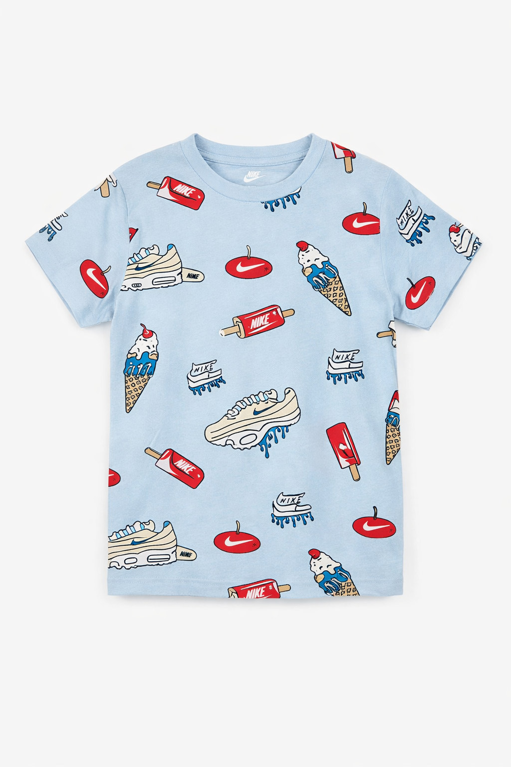 Tricou Băieți Nike – Albastru Bleu, Imprimeu "Ice Cream & Sneakers"