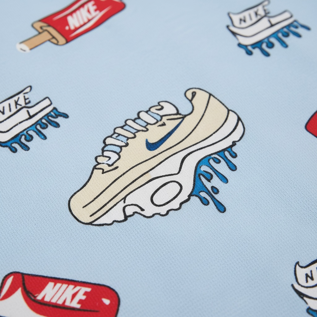 Tricou Băieți Nike – Albastru Bleu, Imprimeu "Ice Cream & Sneakers"