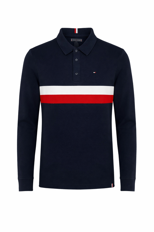 Bluză Băieți Tommy Hilfiger – Stil Polo Navy, Design Color-Block