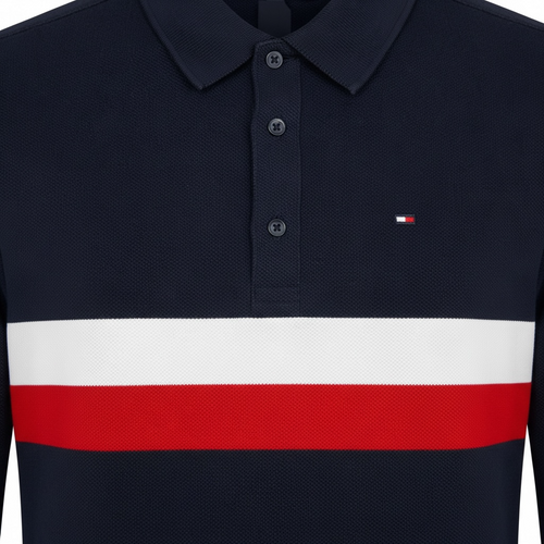 Bluză Băieți Tommy Hilfiger – Stil Polo Navy, Design Color-Block