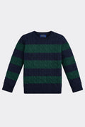 Pulover Băieți Polo Ralph Lauren – Tricot Texturat cu Dungi Navy/Verde