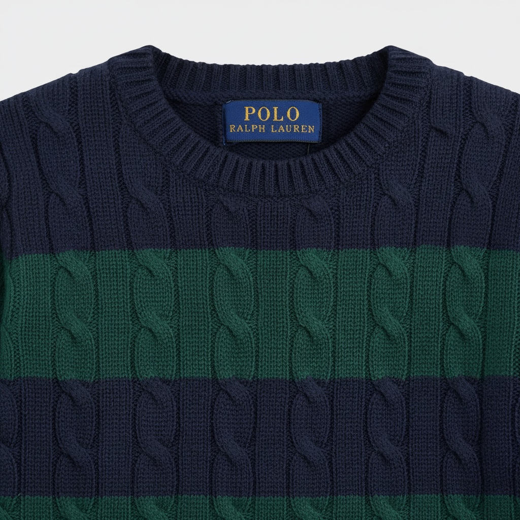 Pulover Băieți Polo Ralph Lauren – Tricot Texturat cu Dungi Navy/Verde