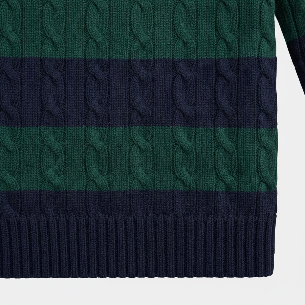 Pulover Băieți Polo Ralph Lauren – Tricot Texturat cu Dungi Navy/Verde