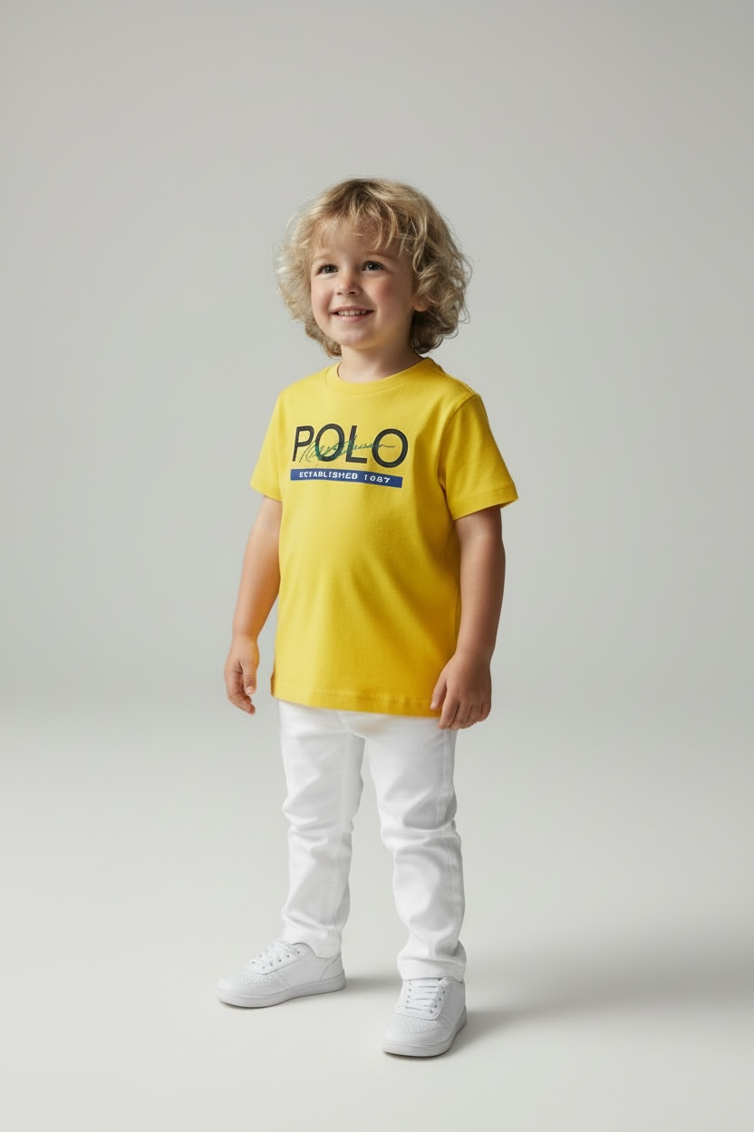 Tricou Băieți Polo Ralph Lauren – Galben Solar, Logo "Established 1967"