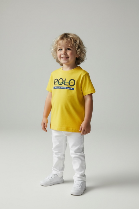 Tricou Băieți Polo Ralph Lauren – Galben Solar, Logo "Established 1967"