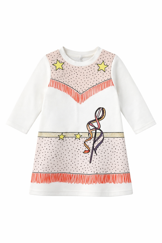 Rochie Fete Stella McCartney cu Imprimeu Grafic și Stele – Albă, Stil Casual-Modern