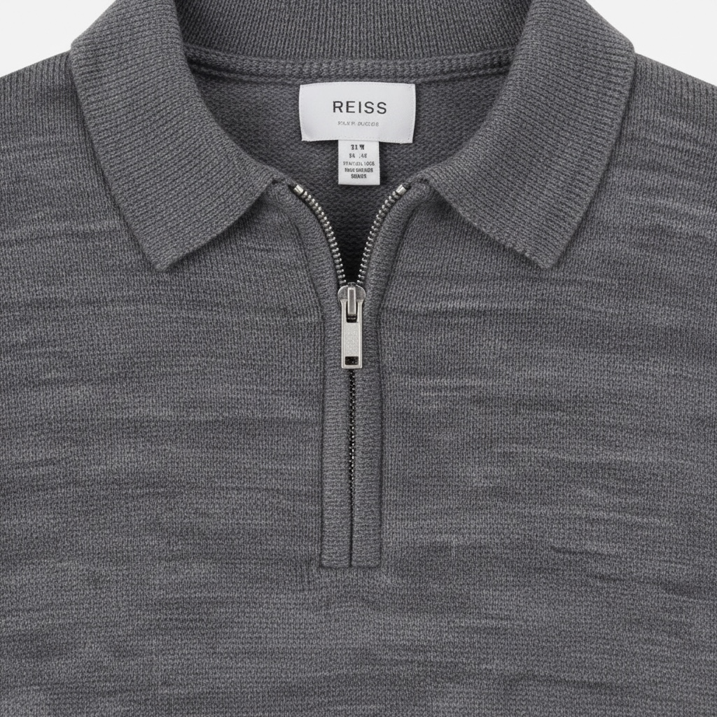 Pulover Copii Reiss cu Fermoar – Gri Melanj, Stil Minimalist