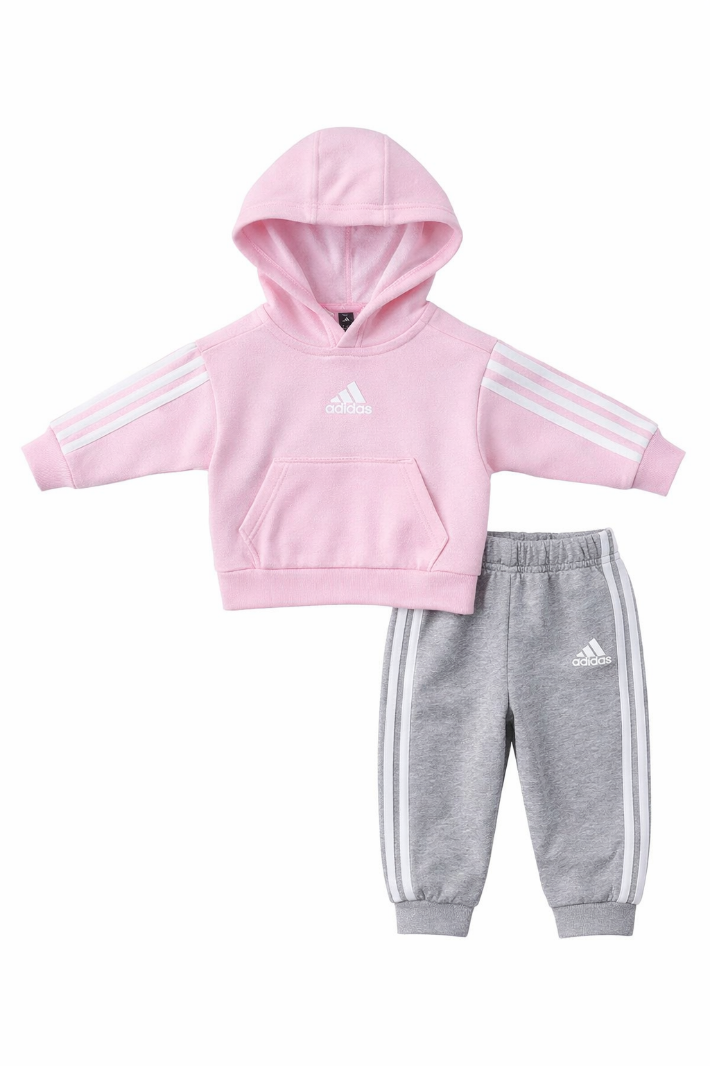 Set Trening Fete Adidas – Hanorac Roz cu Logo & Pantaloni Gri