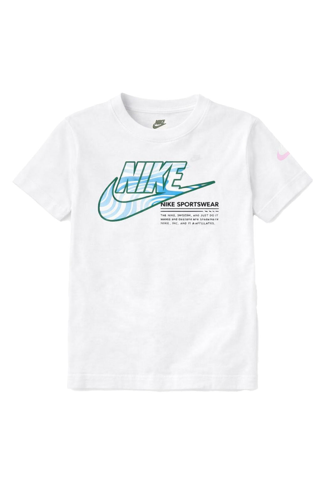 Tricou Copii Nike Sportswear – Alb, Logo Grafic Valuri