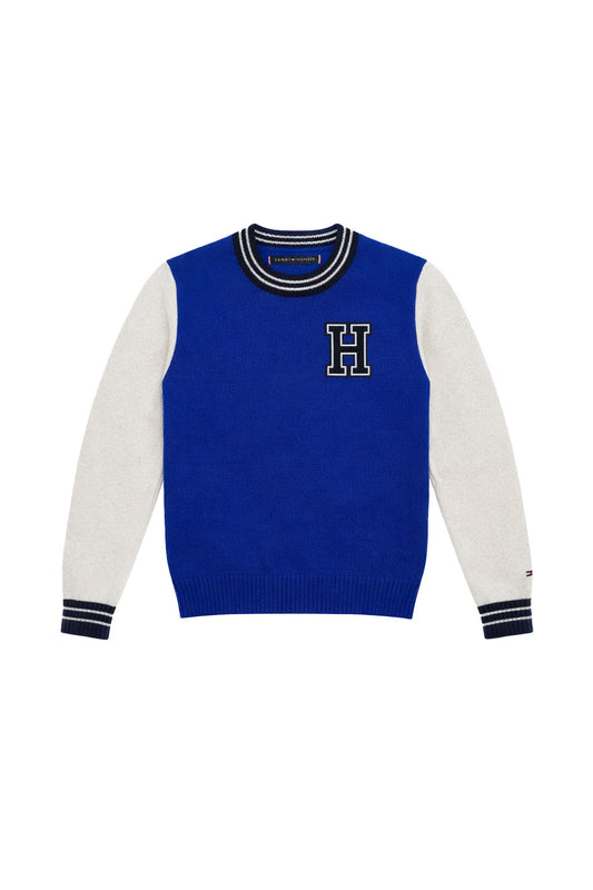 Pulover Tommy Hilfiger copii, Albastru/Alb