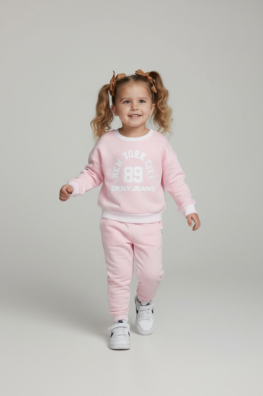 Set Trening DKNY Jeans Kids, Roz cu imprimeu central NY 89