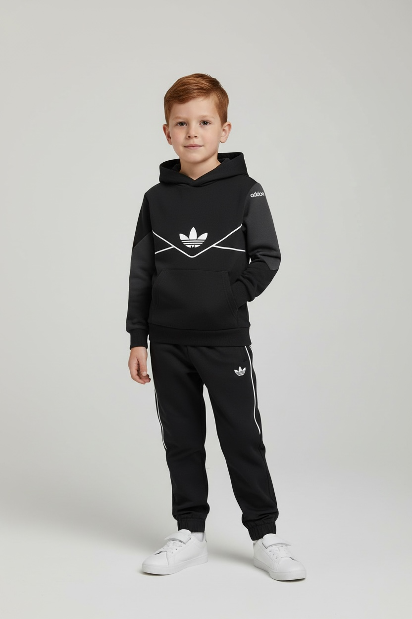 Set Trening Adidas Originals Kids, Negru cu Logo