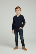 Pulover Polo Ralph Lauren Kids, Bleumarin – Stil Academic cu Coate Contrastante