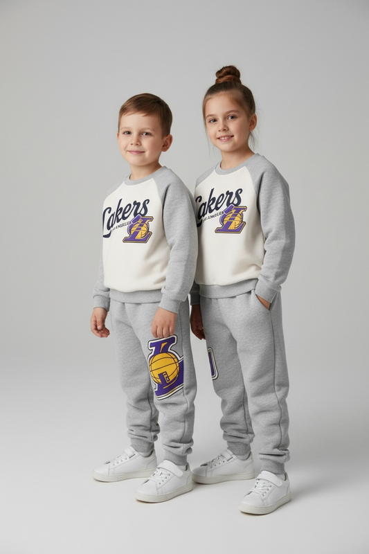 Set Trening Copii Zara x NBA Lakers Los Angeles, Gri/Alb