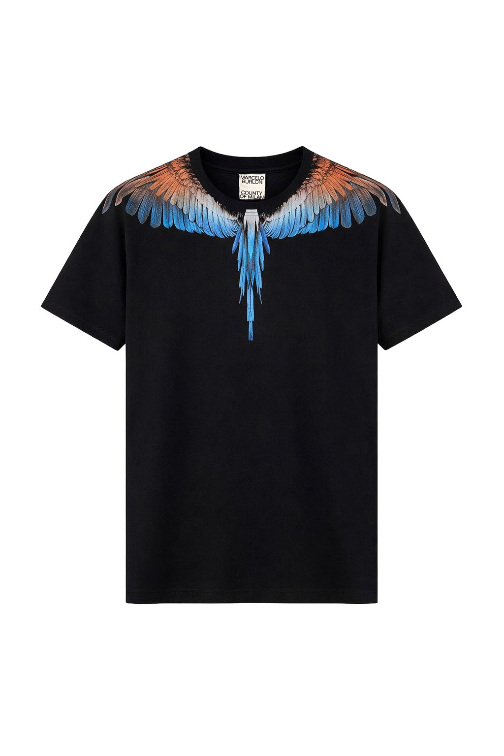 Tricou Marcelo Burlon Kids, Negru – Imprimeu Iconic Aripi Albastre