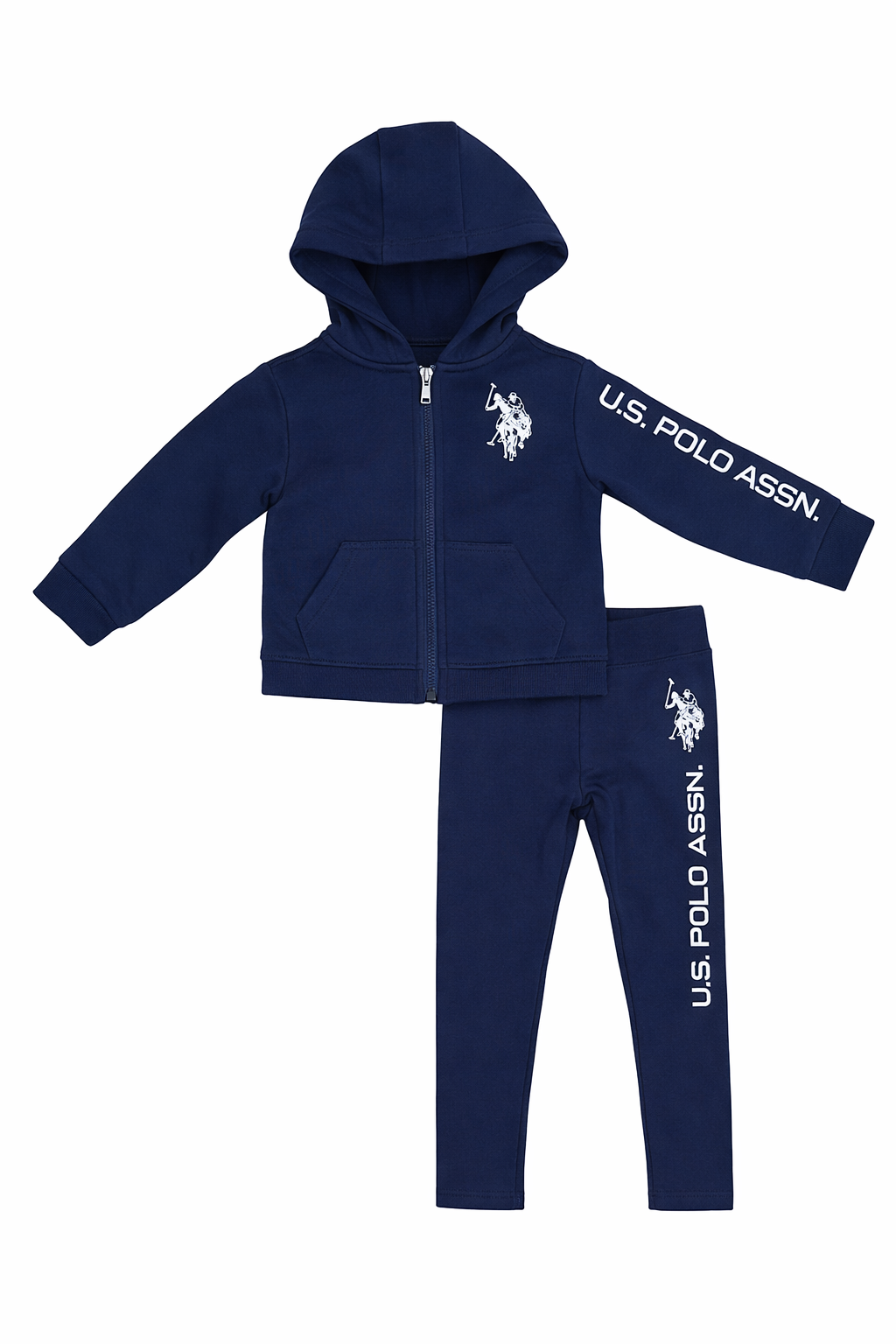 Set Trening Fete U.S. Polo Assn. – Hanorac cu Glugă și Pantaloni, Bleumarin