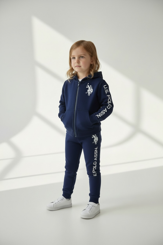 Set Trening Fete U.S. Polo Assn. – Hanorac cu Glugă și Pantaloni, Bleumarin