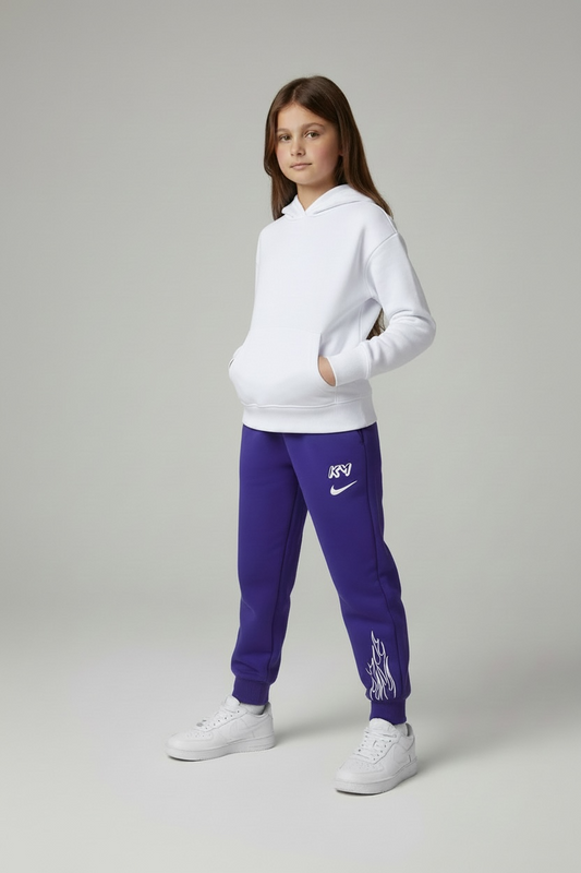 Pantaloni Trening Nike Mbappé Edition – Mov Imperial, Design cu Flăcări