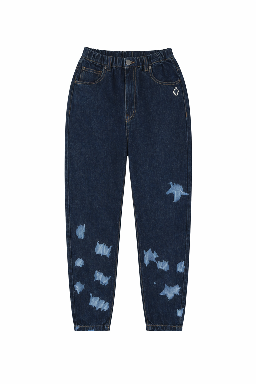 Blugi Copii Marcelo Burlon County of Milan – Indigo închis, Aspect Distressed și Logo Brodat