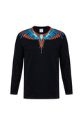 Bluză Marcelo Burlon copii Neagră cu Imprimeu Aripi Multicolor
