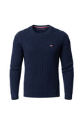 Pulover bleumarin băieți Tommy Hilfiger, tricot reiat - Logo brodat, fit confortabil