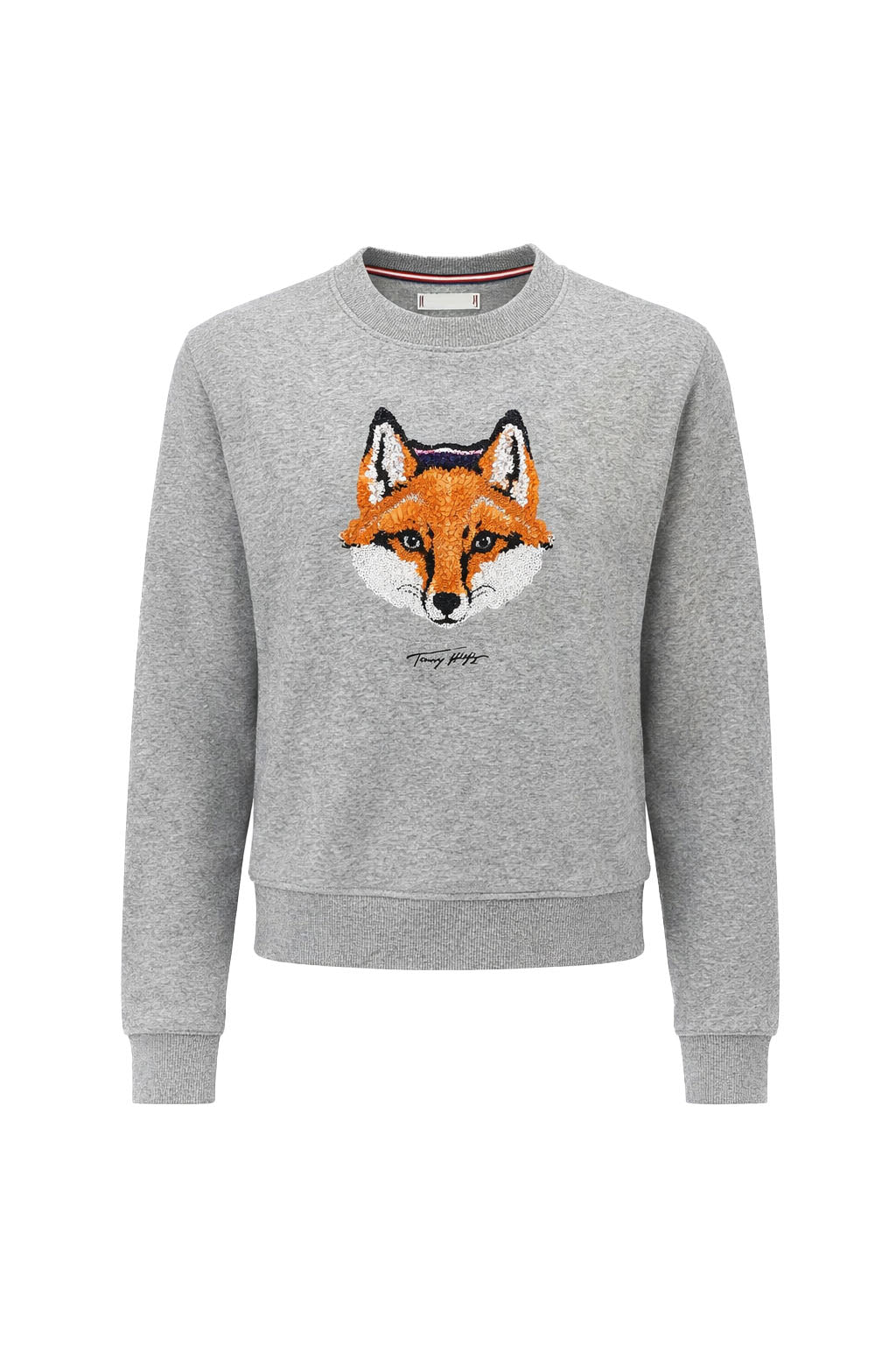Pulover Copii Tommy Hilfiger Gri - Aplicație Vulpe Texturată și Logo