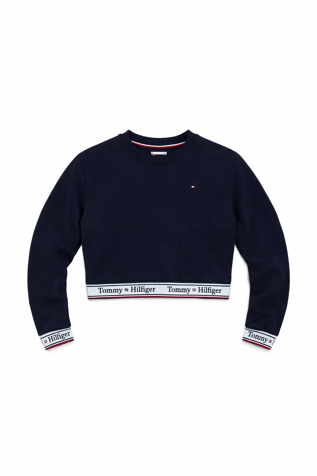 Bluză Copii Tommy Hilfiger Bleumarin – Crop cu Logo Elastic