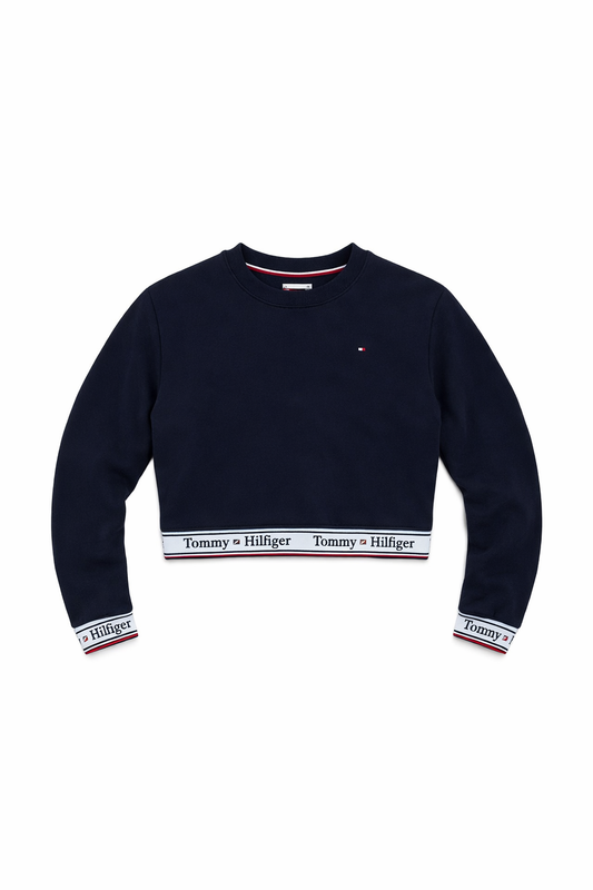 Bluză Copii Tommy Hilfiger Bleumarin – Crop cu Logo Elastic